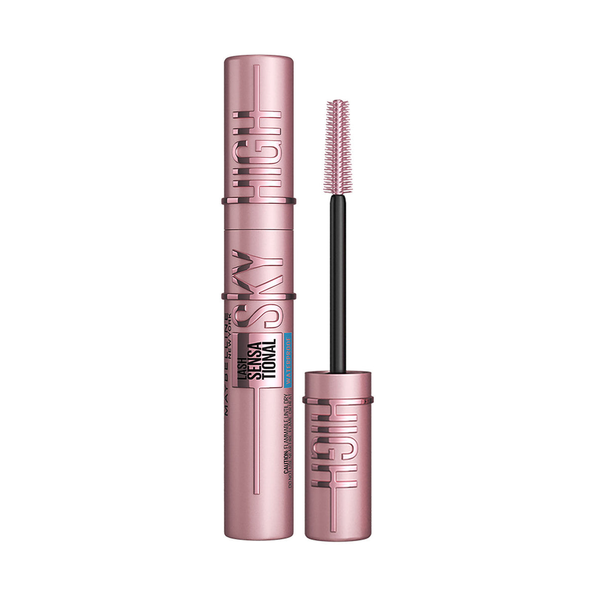 Maybelline Lash Sensational Sky High Waterproof Mascara, Lengthening & Volumizing Mascara With Bamboo Exract & Fibres, Very Black (6 ml) - Maybelline