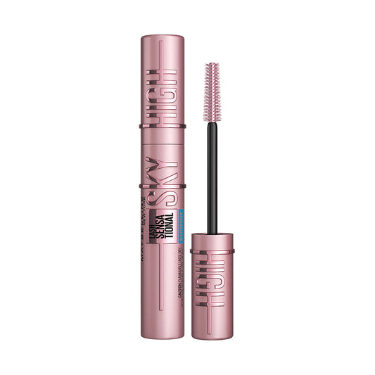 Maybelline Lash Sensational Sky High Waterproof Mascara, Lengthening & Volumizing Mascara With Bamboo Exract & Fibres, Very Black (6 ml) - Maybelline