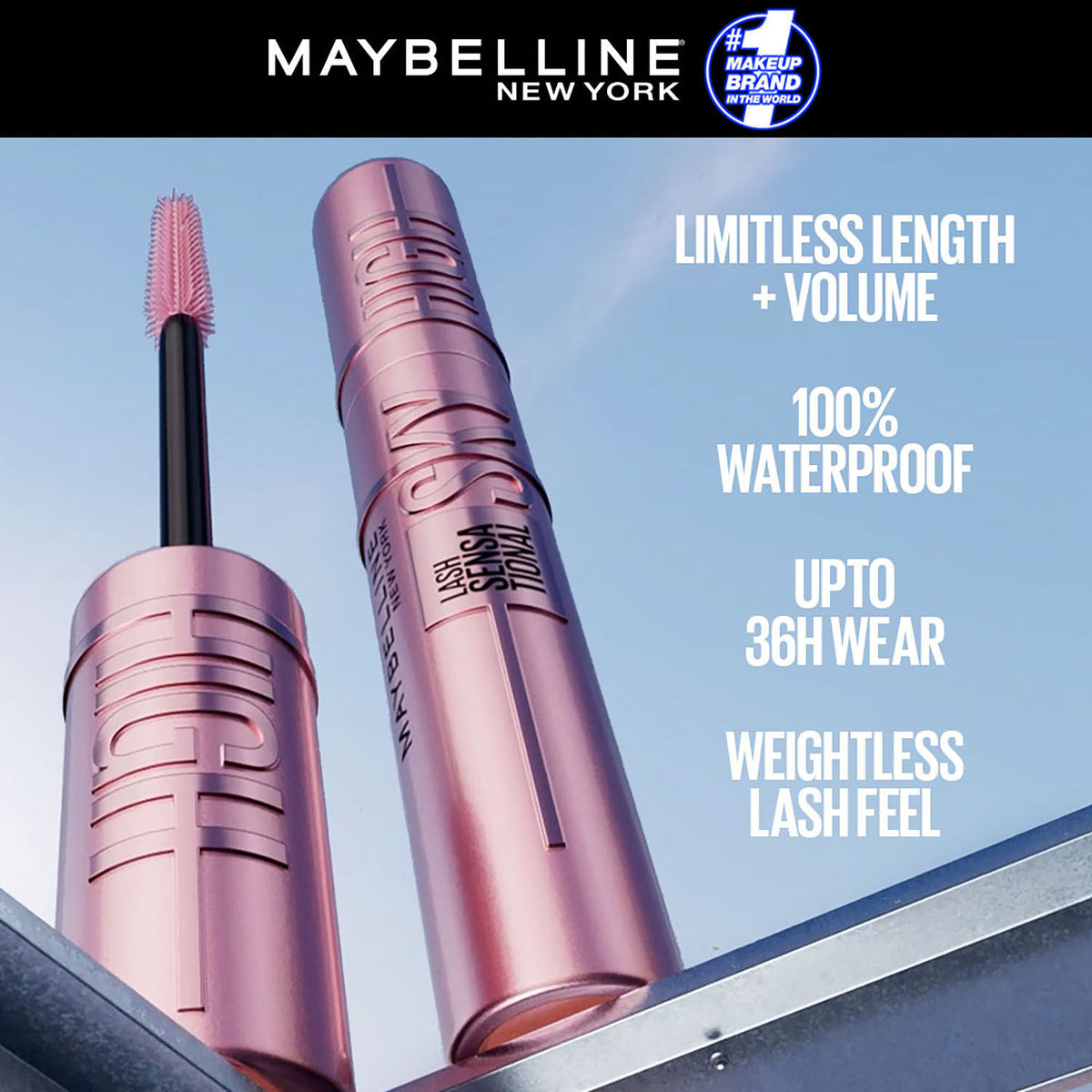 Maybelline Lash Sensational Sky High Waterproof Mascara, Lengthening & Volumizing Mascara With Bamboo Exract & Fibres, Very Black (6 ml) - image 4