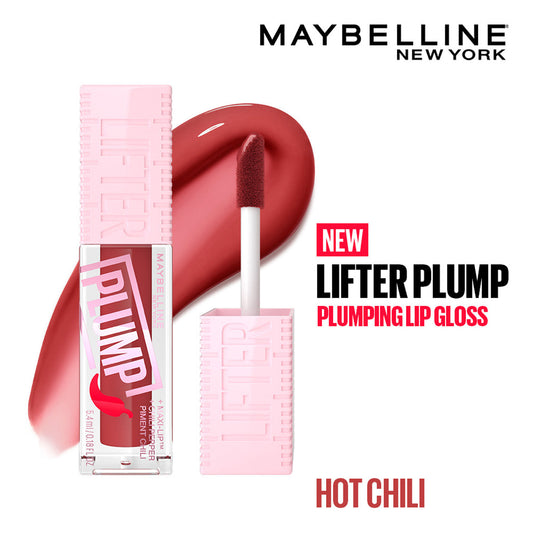 Maybelline Lifter Plump - Plumping Liquid Lip Gloss, Hot Chili, 5.4 ml - Maybelline