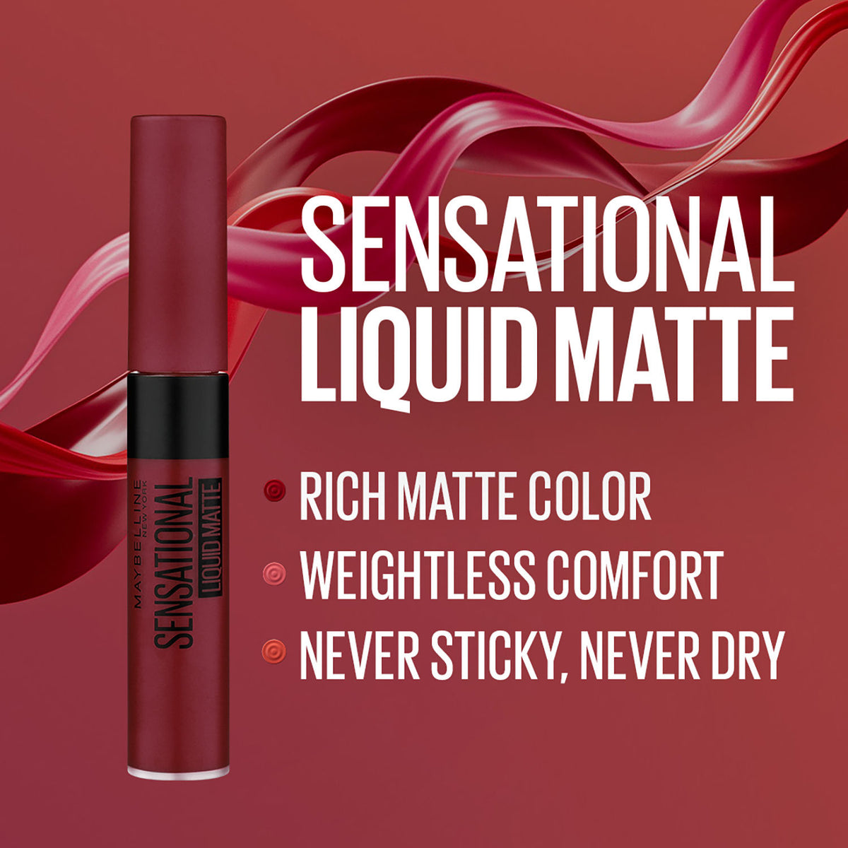 Maybelline Lipstick, Matte Finish, Non-Sticky and Non-Drying, Sensational Liquid Matte, 02 Soft Wine, 7 ml - image 4