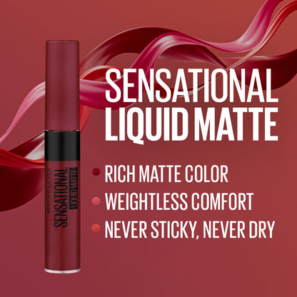 Maybelline Lipstick, Matte Finish, Non-Sticky and Non-Drying, Sensational Liquid Matte, 02 Soft Wine, 7 ml - image 4