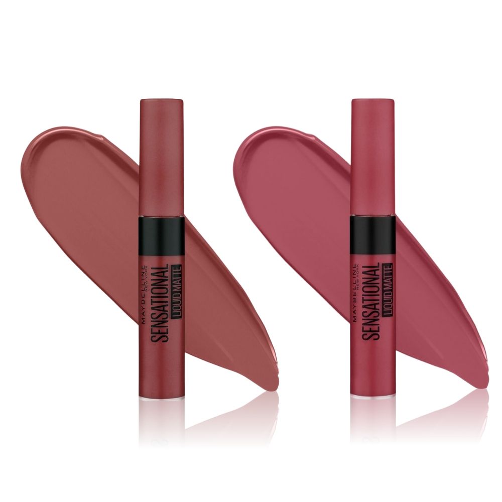 Maybelline Sensational Liquid Matte Lipstick 21 Nude Nuance (7 ml)+Touch of Spice (7ml) - Maybelline