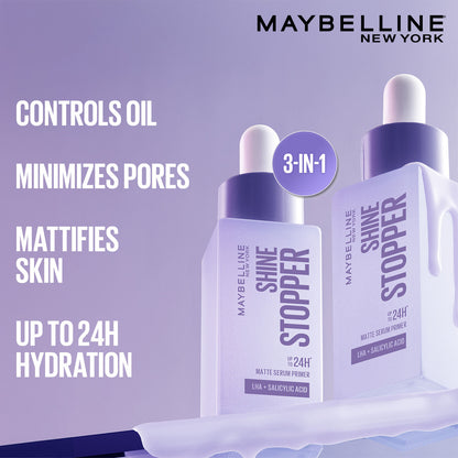 Maybelline Shine Stopper Primer – 3-in-1 Serum Primer for Oily Skin to Prime, Mattify, Hydrate with LHA & Salicylic Acid, 10 ml - image 2
