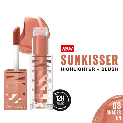 Maybelline Sunkisser Highlighter + Blush, 12H Wear, 08 - Shades On - 4.7 gm - Maybelline