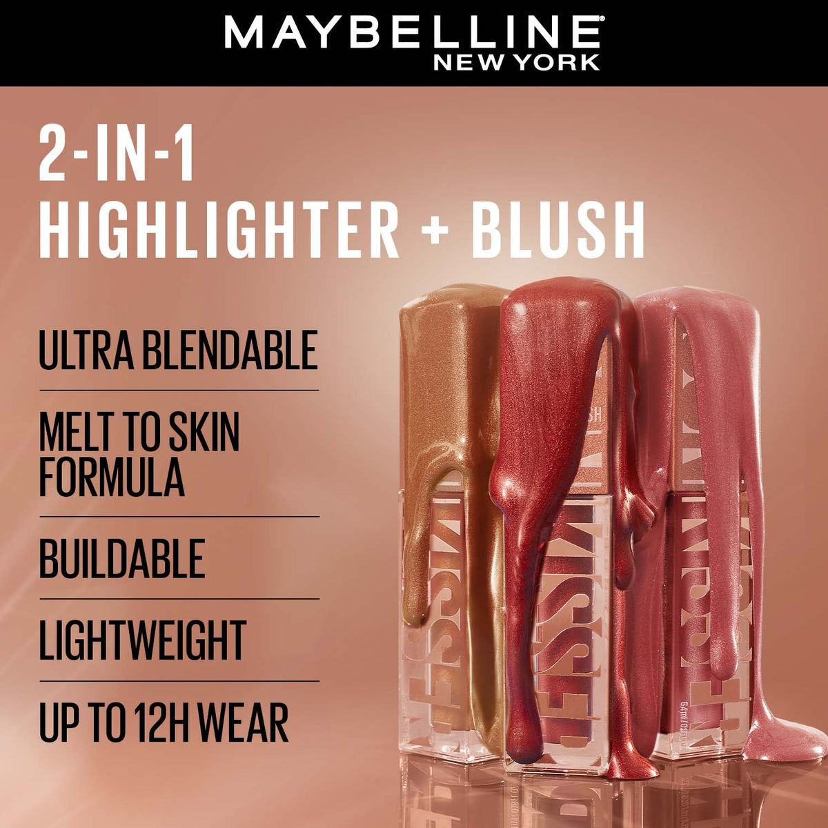 Maybelline Sunkisser Highlighter + Blush, 12H Wear, 08 - Shades On - 4.7 gm - image 2