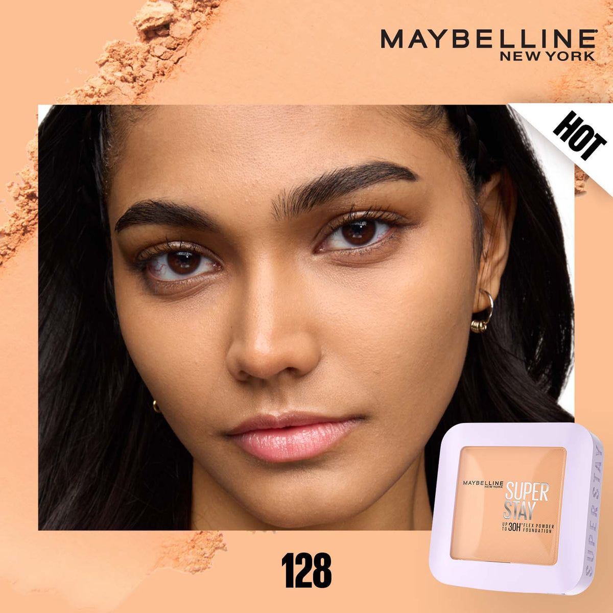 Maybelline Super Stay Flex Powder Foundation Compact, 128, Full Coverage, 30H Full Coverage, Perfect for Oily Skin, Waterproof & Sweatproof - 9 gm - image 4