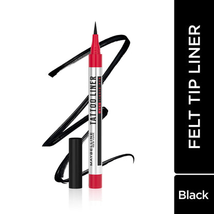 Maybelline Eyeliner, Intense Eyeliner, Long-lasting, Felt-tip Applicator, Line Tattoo High Impact Liner, Black, 1 gm - Maybelline