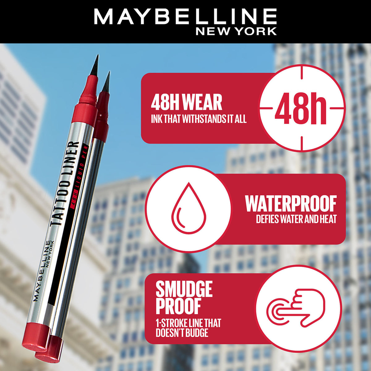Maybelline Eyeliner, Intense Eyeliner, Long-lasting, Felt-tip Applicator, Line Tattoo High Impact Liner, Black, 1 gm - image 4