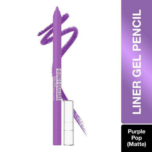 Maybelline Tattoo Liner Gel Pencil, Sharpenable Eyeliner, Waterproof Eyeliner, 36H Wear, Purple Pop, Matte Finish, 1.2 gm - Maybelline