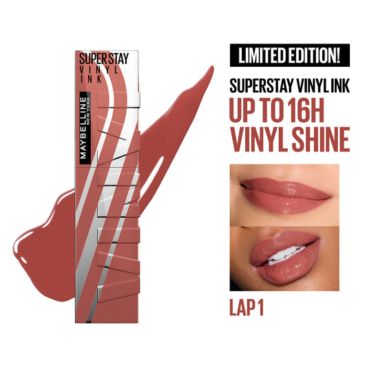 Maybelline Super Stay Vinyl Ink High Shine Racing Liquid Lipstick – 16HR Transferproof – Helmet-proof, Wind-proof, Sweat-proof - Lap 1, 4.2 ml - Maybelline