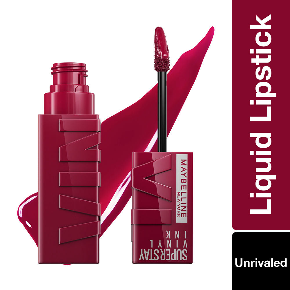 Maybelline Super Stay Vinyl Ink Liquid Lipstick, Instant Shine Lasts Up To 16H - Unrivaled, 4.2 ml - Maybelline
