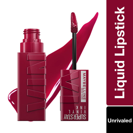 Maybelline Super Stay Vinyl Ink Liquid Lipstick, Instant Shine Lasts Up To 16H - Unrivaled, 4.2 ml - Maybelline