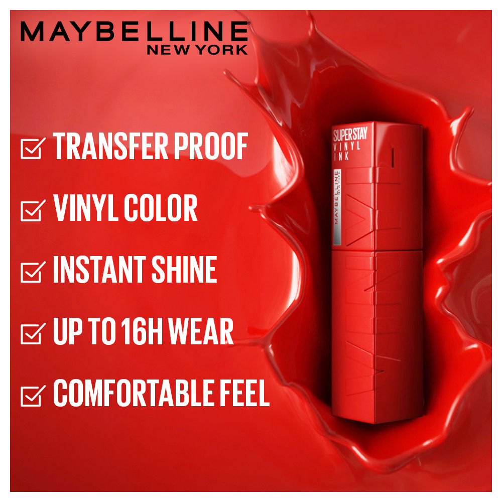 Maybelline Super Stay Vinyl Ink Liquid Lipstick, Instant Shine Lasts Up To 16H - Unrivaled, 4.2 ml - image 3