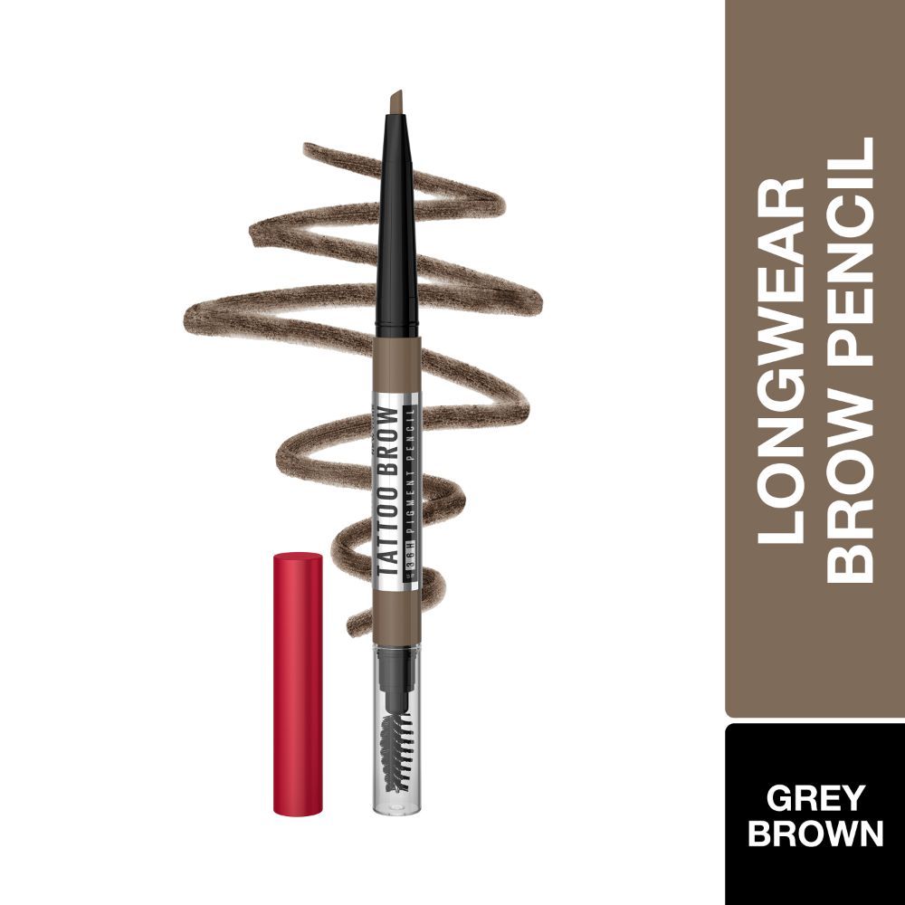 Maybelline Tattoo Brow 36 Hr Brow Pencil, Grey Brown, 0.25 gm – Waterproof Eyebrow Pencil with Precision Tip - Maybelline
