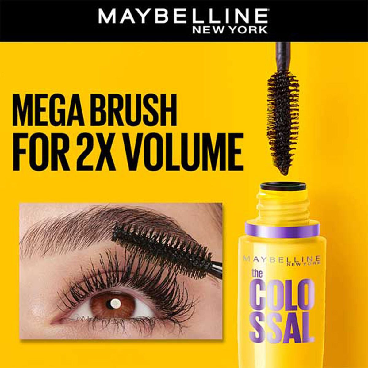 Maybelline The Colossal Volumizing Washable Mascara, Lasts Up To 12H - Black, 10.7 ml - image 2