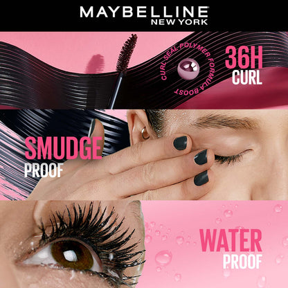 Maybelline Mascara, Curls Lashes, Highly Pigmented Colour, Long-lasting, Waterproof, Hypercurl, Very Black, 9.2 ml - image 2