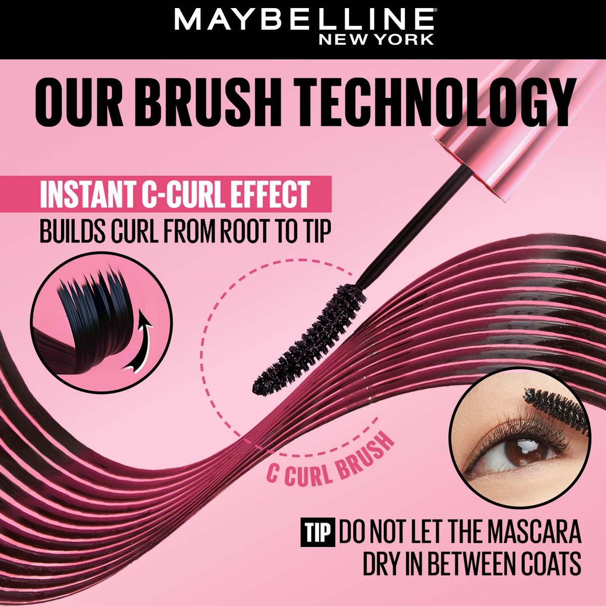 Maybelline Mascara, Curls Lashes, Highly Pigmented Colour, Long-lasting, Waterproof, Hypercurl, Very Black, 9.2 ml - image 4