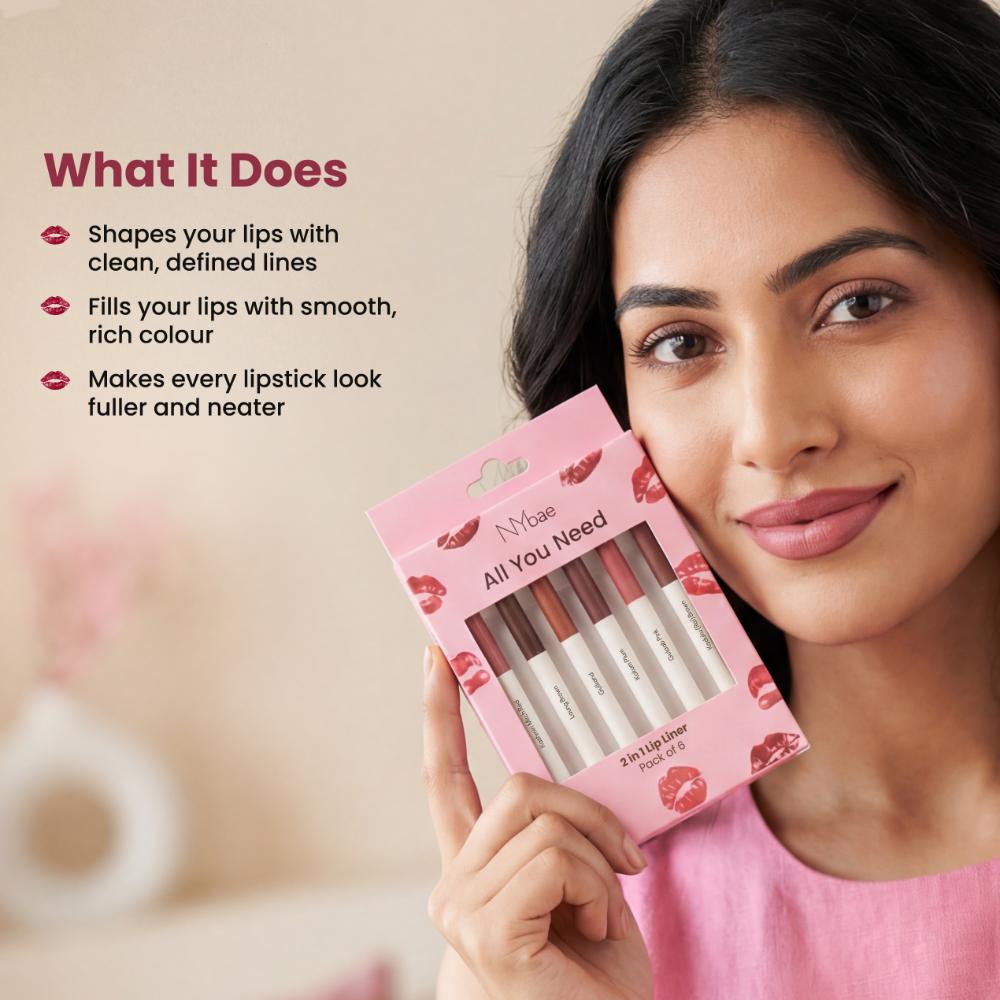 NY Bae 2-in-1 Lip Liner Kit Pack of 6 – 6 Multi-Use Lip Pencils - image 2