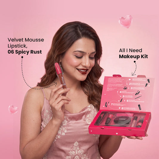 NY Bae All-in-One Makeup Kit + Velvet Mousse Lipstick (Spicy Rust 06) – Complete Makeup Combo of 2 - image 2
