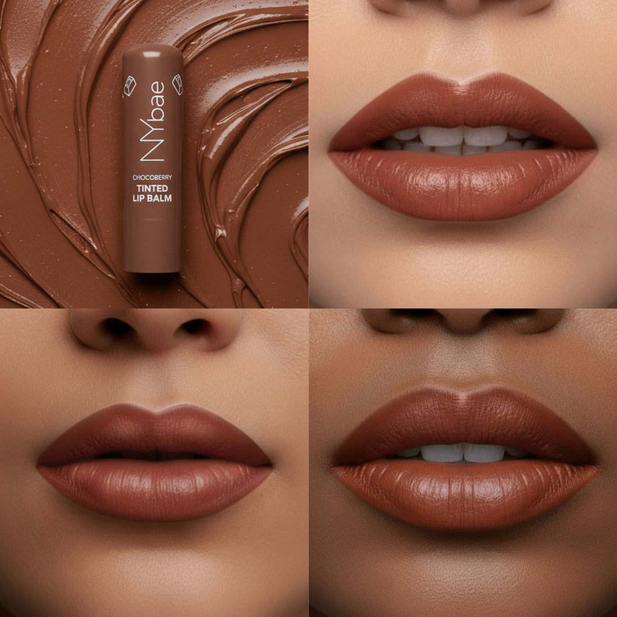 NY Bae Choco Berry Tinted Lip Balm with SPF 22 Choco Brown Tint – Deeply Nourishing Lip Color with Almond Oil, Shea Butter & Vitamin E - image 2