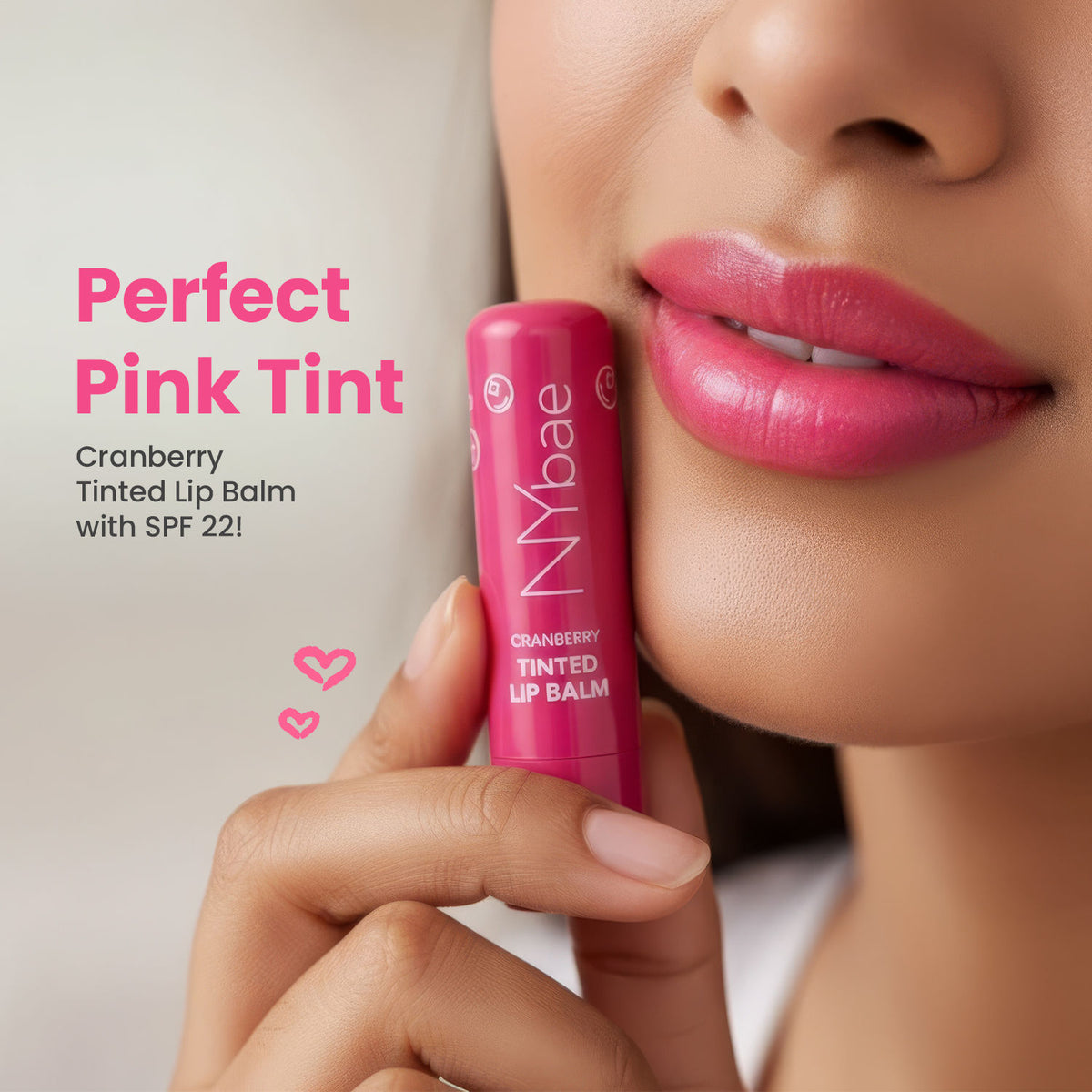 NY Bae Cranberry Tinted Lip Balm with SPF 22 Rich Berry Pink Tint – Deeply Moisturizing Lip Color with Shea Butter, Almond Oil & Vitamin E - NY Bae