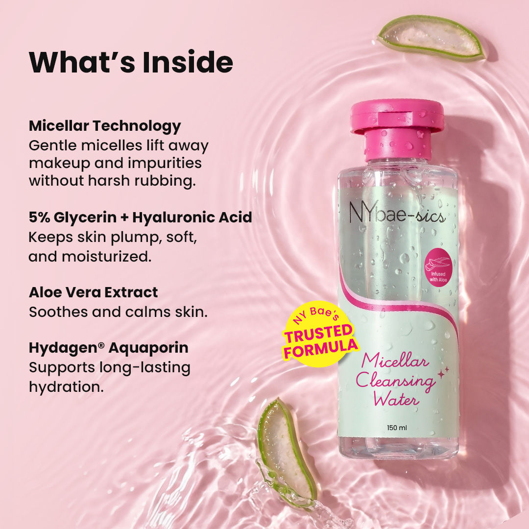 NY Bae-sics Micellar Cleansing Water – With Hyaluronic Acid + Aloe Vera - image 3