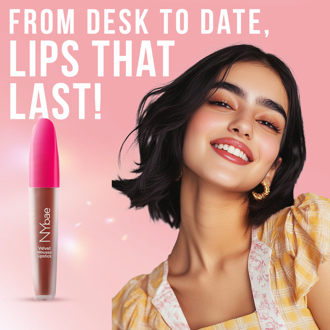 NY Bae Soft Glam Makeup Kit (Velvet Mousse Liquid Lipstick Spicy Rust + Big Apple Of My Eyes Kohl Kajal – Black + Setting Spray (60 ml) + Long Lash Mascara - image 5