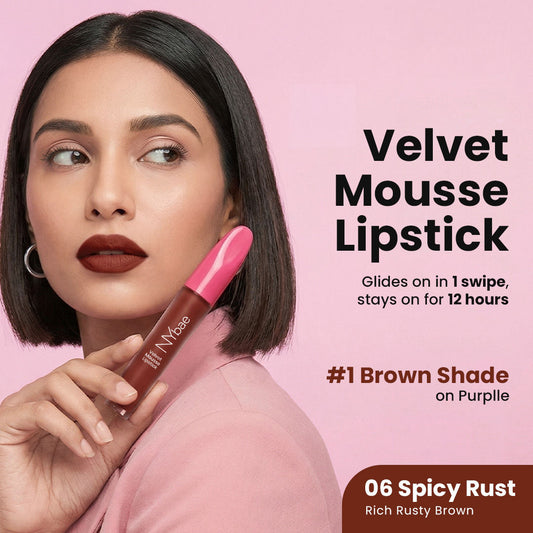 NY Bae Velvet Mousse Liquid Lipstick – Spicy Rust 06 (6.5 ml) - NY Bae
