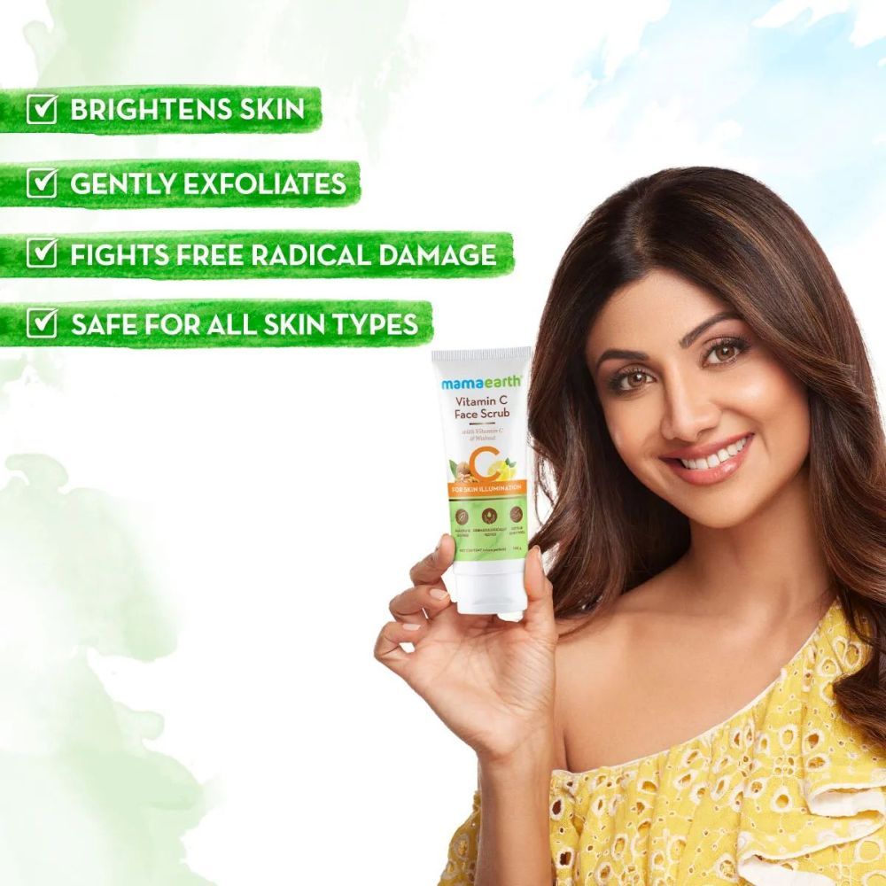 Mamaearth Vitamin C Face Scrub for Glowing Skin, With Vitamin C and Walnut For Skin Illumination a€“ 100 gm - Image 4
