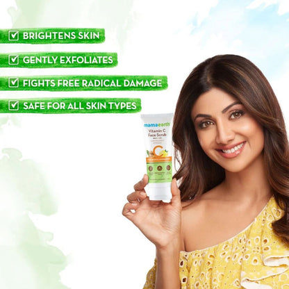 Mamaearth Vitamin C Face Scrub for Glowing Skin, With Vitamin C and Walnut For Skin Illumination a€“ 100 gm - Image 4