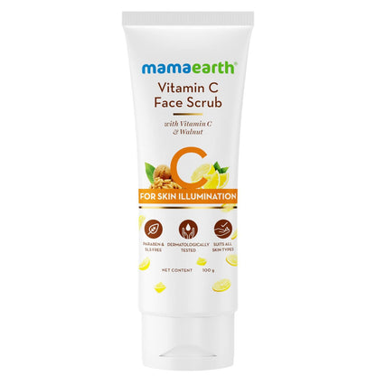 Mamaearth Vitamin C Face Scrub for Glowing Skin, With Vitamin C and Walnut For Skin Illumination a€“ 100 gm