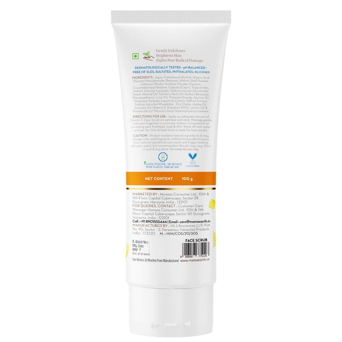 Mamaearth Vitamin C Face Scrub for Glowing Skin, With Vitamin C and Walnut For Skin Illumination a€“ 100 gm - Image 2